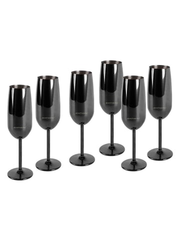 Echtwerk 6-delige set: champagneglazen zwart - 250 ml