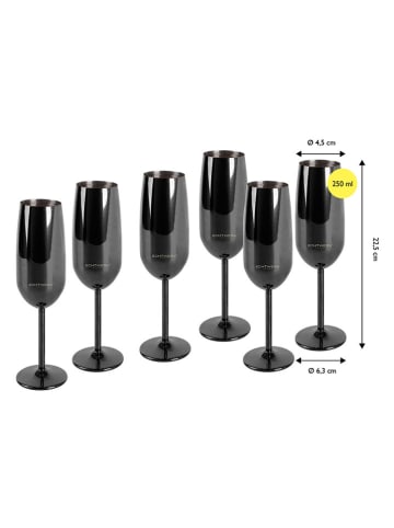 Echtwerk 6er-Set: Sektgläser in Schwarz - 250 ml