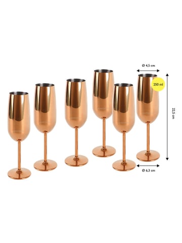 Echtwerk 6-delige set: champagneglazen koperkleurig - 250 ml