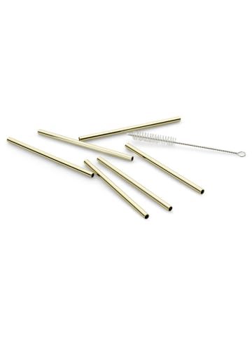 Echtwerk 6-delige set: rietjes goudkleurig - (H)12 cm