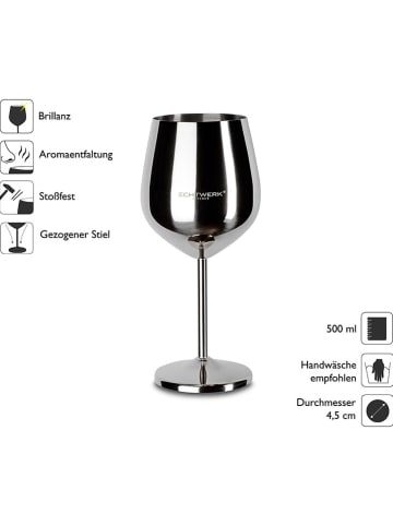 Echtwerk 2er-Set: Weingläser in Silber - 500 ml