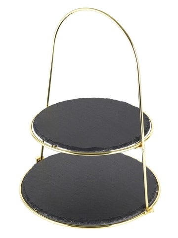 Echtwerk Etagere in Schwarz/ Gold - (H)40 cm
