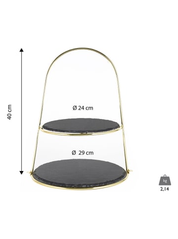 Echtwerk Etagere in Schwarz/ Gold - (H)40 cm