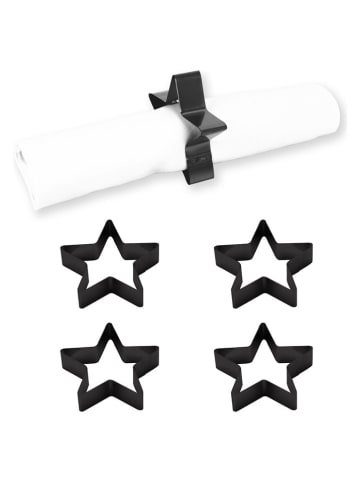 Echtwerk Obręcze (4 szt.) "Star" w kolorze czarnym do serwetek - Ø 7 cm