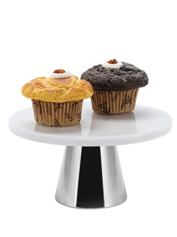 Echtwerk Taartplateau wit/zilverkleurig - (H)11,3 x Ø 22 cm