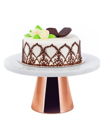 Echtwerk Taartplateau koperkleurig/wit - (H)11,3 x Ø 22 cm