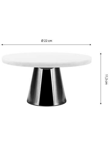 Echtwerk Tortenplatte in Schwarz/ Weiß - (H)11,3 x Ø 22 cm