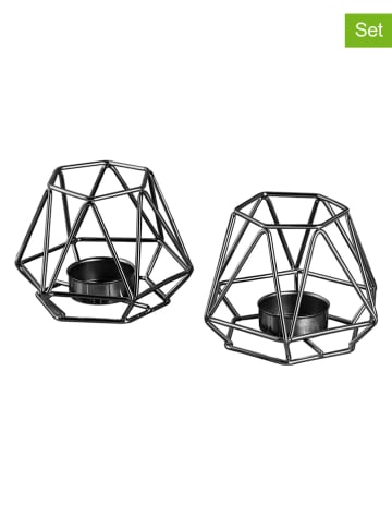 Echtwerk Świeczniki (2 szt.) "Diamond" w kolorze czarnym - wys. 8,3 x Ø 8 cm