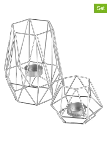 Echtwerk Świeczniki (2 szt.) "Diamond Mix" w kolorze srebrnym