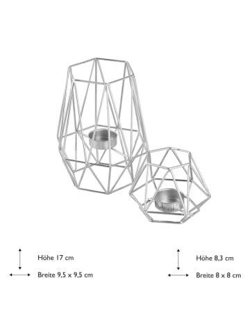 Echtwerk Świeczniki (2 szt.) "Diamond Mix" w kolorze srebrnym