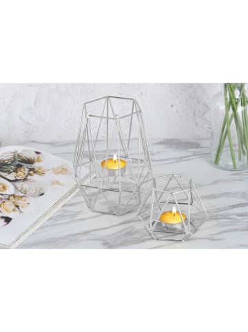 Echtwerk 2er-Set: Teelichthalter "Diamant Mix'' in Silber