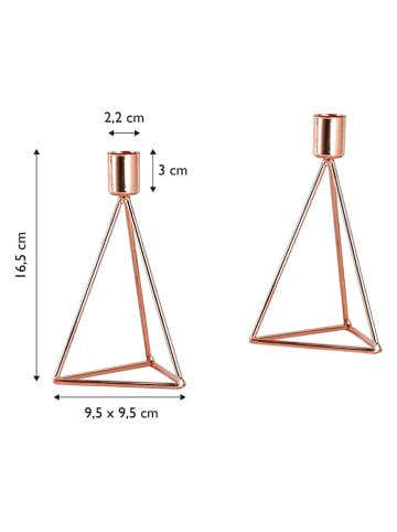 Echtwerk 2-delige set: kaarshouder "Diamant'' koperkleurig - (B)9,5 x (H)16,5 x (D)9,5 cm