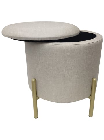 Echtwerk Hocker "Logan" w kolorze szarym ze schowkiem - wys. 40 x Ø 40 cm