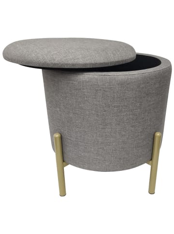 Echtwerk Hocker "Logan" w kolorze szarym ze schowkiem - wys. 40 x Ø 40 cm