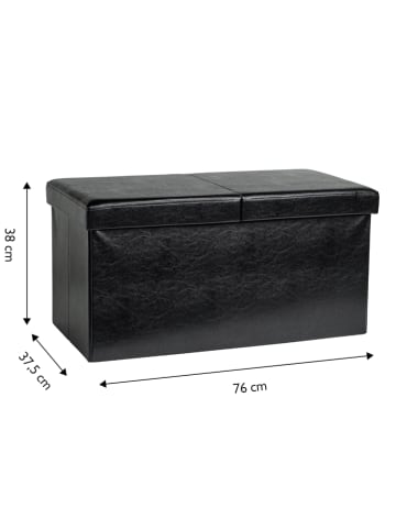 Echtwerk Ławka "Flex" w kolorze czarnym ze schowkiem - 76 x 38 x 37,5 cm