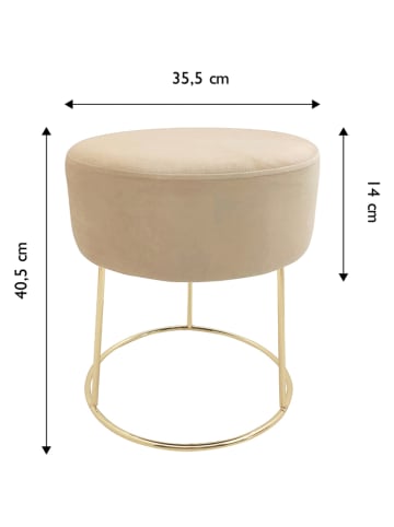 Echtwerk Hocker "Marylin" w kolorze kremowym - wys. 40,5 x Ø 35,5 cm