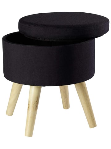 Echtwerk Hocker "Max" w kolorze czarnym ze schowkiem - wys. 36 x Ø 32,5 cm