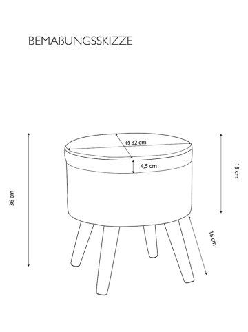 Echtwerk Aufbewahrungshocker "Max" in Grau - (H)36 x Ø 32 cm