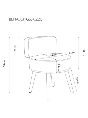 Echtwerk Hocker "Milo" w kolorze szarym - wys. 58 x Ø 43 cm