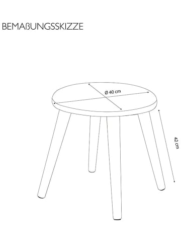 Echtwerk Sitzhocker "Skandi" in Creme - (H)42 x Ø 40 cm