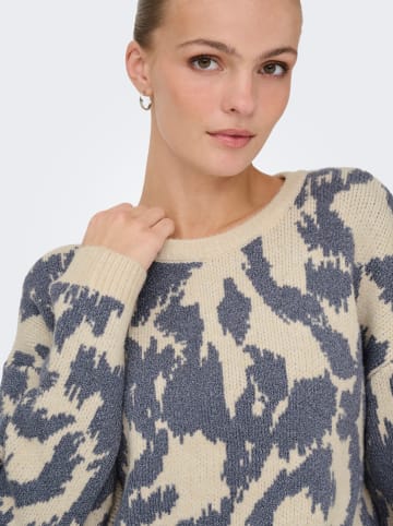 ONLY Pullover in Blau/ Beige