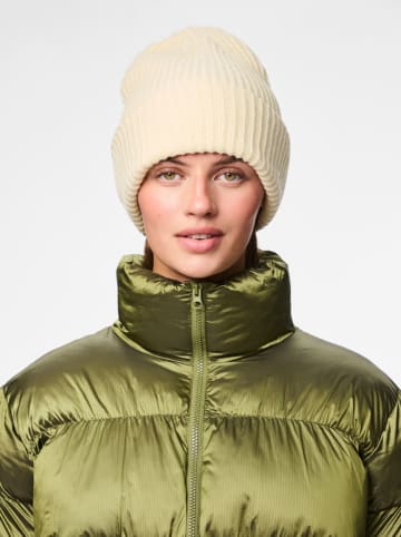 Pieces Czapka dzianinowa w kolorze beżowym