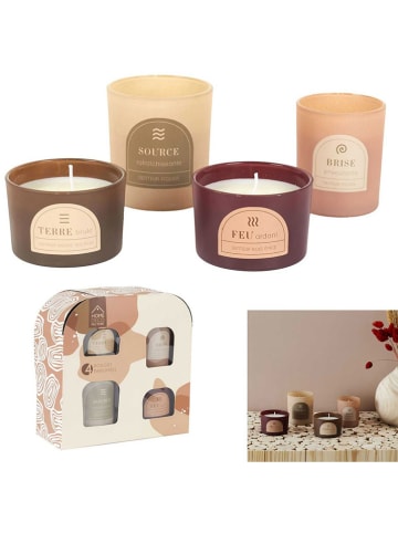 Ethnical Life 4er-Set: Duftkerzen in Rosa/ Hellbraun/ Creme - 390 g