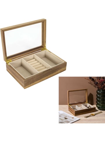 THE HOME DECO FACTORY Schmuckkasten in Hellbraun - (B)24 x (H)6,6 x (T)16 cm