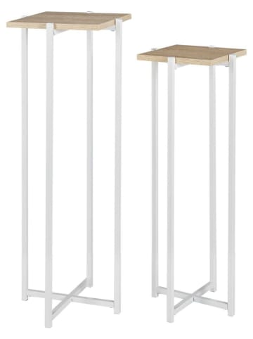 THE HOME DECO FACTORY 2-delige set: bijzettafels lichtbruin/wit