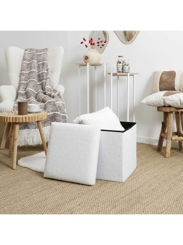 THE HOME DECO FACTORY Pouf in Weiß - (B)38 x (H)38 x (T)38 cm