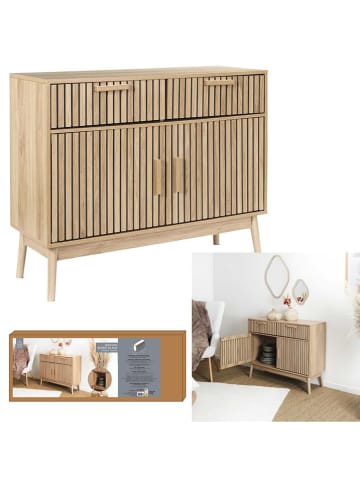 THE HOME DECO FACTORY Kommode "Klaus" in Hellbraun - (B)100 x (H)80 x (T)35 cm