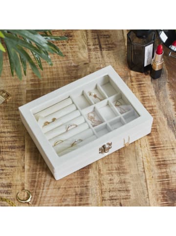 THE HOME DECO FACTORY Sieradenkistje crème - (B)20 x (H)4 x (D)5,5 cm