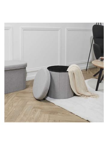 The Home Deco Kids Hocker w kolorze szarym ze schowkiem - wys. 38 x Ø 38 cm