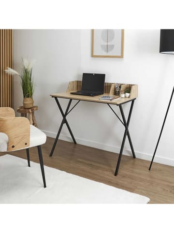 THE HOME DECO FACTORY Schreibtisch "Klaus" in Hellbraun/ Schwarz - (B)90 x (H)84,5 x (T)50 cm