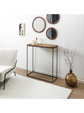 THE HOME DECO FACTORY Stolik konsolowy "Cocooning" w kolorze brązowo-czarnym - 80 x 82 x 30 cm