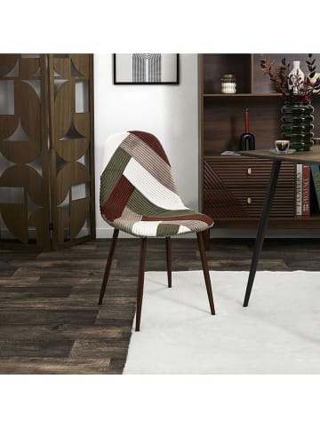 THE HOME DECO FACTORY 4-delige set: eetkamerstoelen beige/kaki/wit - (B)45 x (H)84,5 x (D)51,5 cm