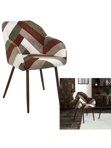 THE HOME DECO FACTORY Gestoffeerde stoel bruin/grijs/wit - (B)62 x (H)84 x (D)59 cm