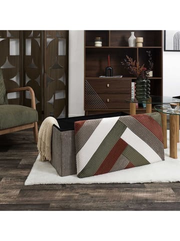 THE HOME DECO FACTORY Opbergbank beige/kaki/wit - (B)76 x (H)38 x (D)38 cm