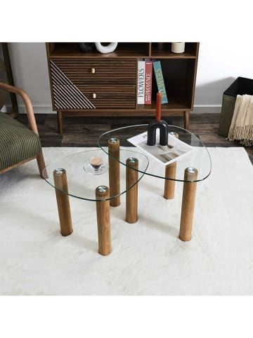 THE HOME DECO FACTORY Set van twee bijzettafels transparant/lichtbruin