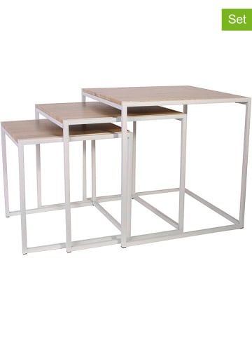 THE HOME DECO FACTORY Dreisatztisch in Weiß/ Natur