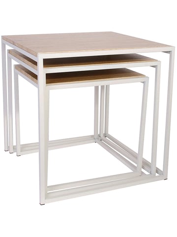 THE HOME DECO FACTORY Dreisatztisch in Weiß/ Natur