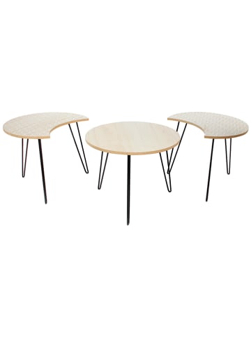 THE HOME DECO FACTORY 3-delige set: bijzettafels lichtbruin/wit
