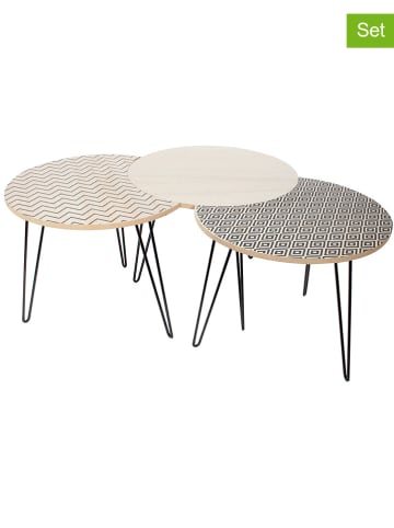 THE HOME DECO FACTORY 3-delige set: bijzettafels lichtbruin/zwart