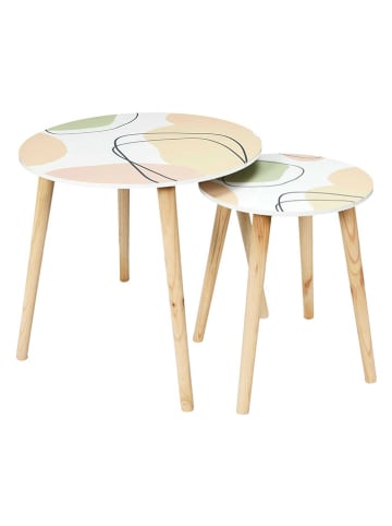 THE HOME DECO FACTORY 2er-Set: Beistelltische "Poesie" in Weiß/ Bunt