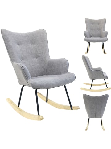 THE HOME DECO FACTORY Fotel bujany "Helsinki" w kolorze szarym - 65 x 96 x 80 cm