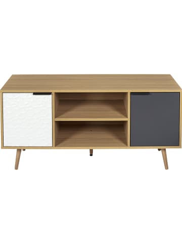 THE HOME DECO FACTORY Szafka RTV "Sven" w kolorze beżowo-szaro-białym - 120 x 56 x 39 cm