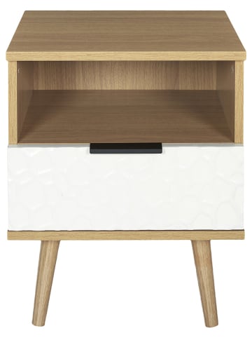 THE HOME DECO FACTORY Nachtkastje "Sven" naturel/wit - (B)40 x (H)49 x (D)35