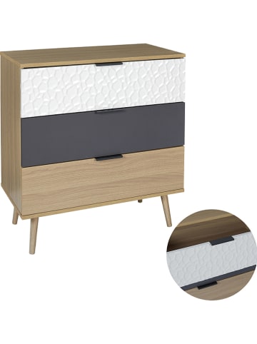 THE HOME DECO FACTORY Ladekast "Sven" naturel/grijs/wit - (B)75 x (H)80 x (D)39 cm