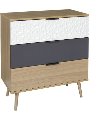 THE HOME DECO FACTORY Ladekast "Sven" naturel/grijs/wit - (B)75 x (H)80 x (D)39 cm