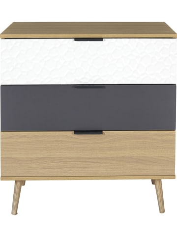 THE HOME DECO FACTORY Ladekast "Sven" naturel/grijs/wit - (B)75 x (H)80 x (D)39 cm